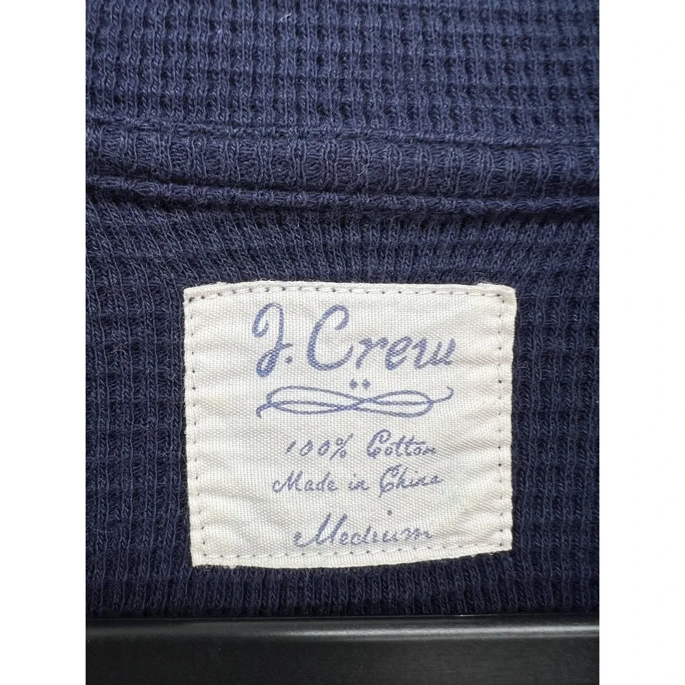 J. Crew Pullover Mens M Navy Blue Waffle Knit 1/4 Zip Sweater 100% Cotton